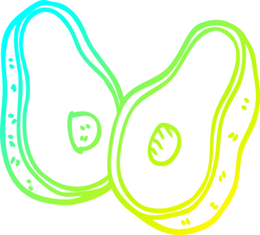 Bir insan tarafından çizilmiş bir karton avokado çizimi.