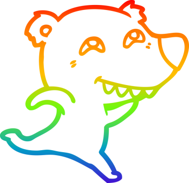 Bir insan tarafından çizilmiş dişleri gösteren karikatür kutup ayısının çizimi.