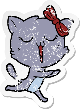 Bir insan tarafından çizilmiş karikatür bir kedinin sıkıntılı çıkartması.