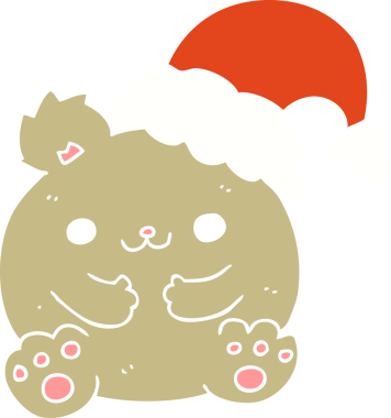 Bir insan tarafından çizilmiş şirin düz renkli çizgi film Noel Ayısı