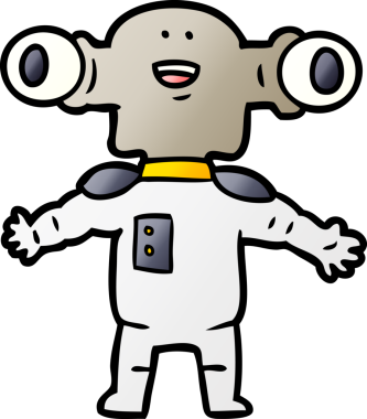 Bir insan tarafından çizilmiş dostane bir uzaylı çizgi filmi.