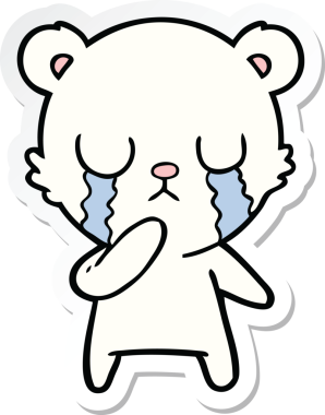 Bir insan tarafından çizilmiş ağlayan kutup ayısının çıkartması.