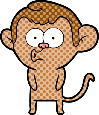 Bir insan tarafından çizilmiş korna çalan maymun.