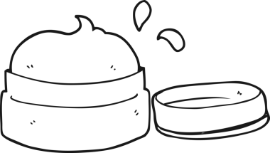 Bir insan tarafından çizilmiş siyah beyaz yüz kremi.