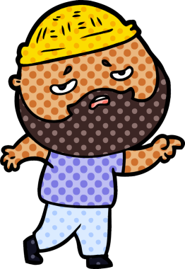 Bir insan tarafından çizilmiş sakallı endişeli bir adam.