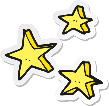 Bir insan tarafından çizilmiş karikatür karalama yıldızının çıkartması.