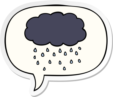 Bir insan tarafından çizilmiş balon etiketli karikatür bulutu yağıyor.