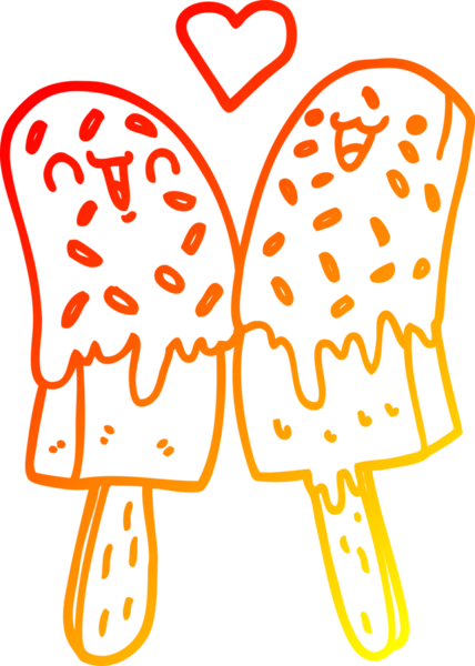 Bir insan tarafından çizilmiş buz lolipopunun sıcak çizgi çizimi.