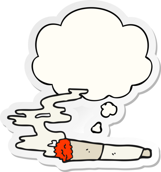 Düşünce baloncuklu çizgi film sigarası insan tarafından çizilmiş bir çıkartma gibi.