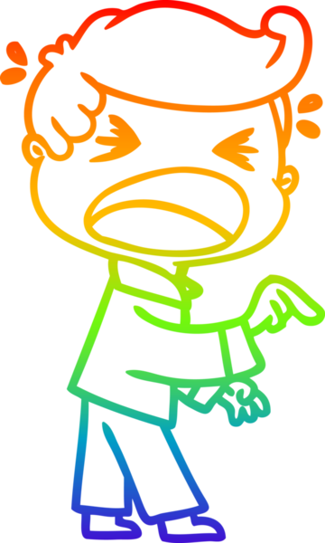 Gökkuşağı gradyan çizgi çizimi bir insan tarafından çizilmiş bağıran bir adamın çizimi