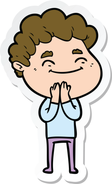 Bir insan tarafından çizilmiş, karikatür dostu bir adamın çıkartması.