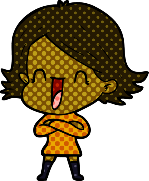 Bir insan tarafından çizilmiş gülen kadın çizgi filmi.