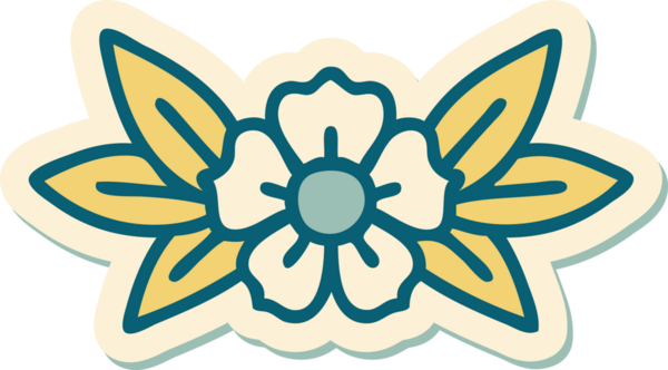 Bir insan tarafından çizilmiş geleneksel bir çiçek stiliyle dövme çıkartması.