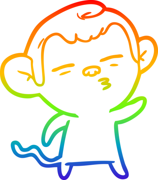 Gökkuşağı gradyan çizgi çizimi Bir insan tarafından çizilmiş şüpheli maymun