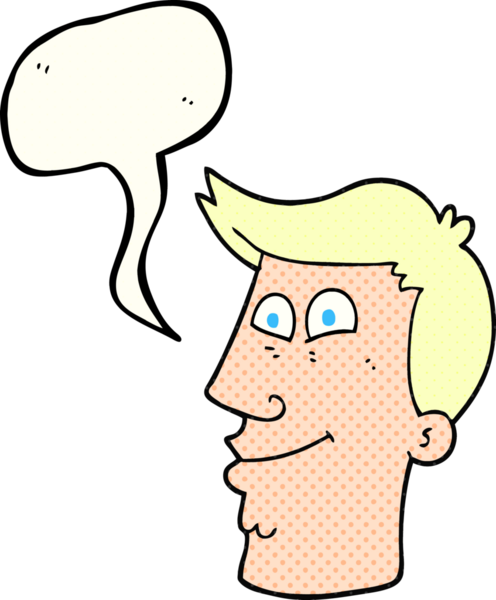 Bir insan tarafından çizilmiş serbest çizilmiş çizgi roman konuşma balonu erkek yüzü.