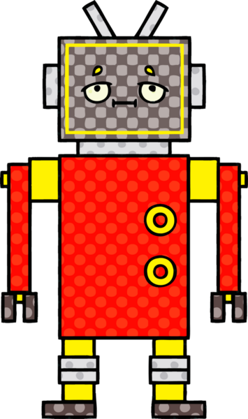 bir insan tarafından çizilmiş bir robotun çizgi roman tarzı