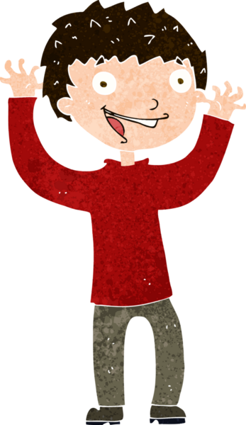 Bir insan tarafından çizilmiş heyecanlı bir çocuk.