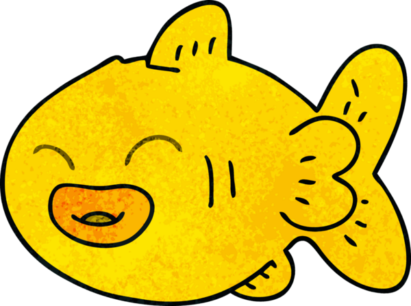 Bir insan tarafından çizilmiş garip bir karikatür balığı.