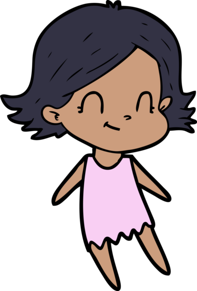 Bir insan tarafından çizilmiş karikatür dostu kız.