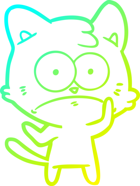 İnsan tarafından çizilmiş bir çizgi film çizimi. Sinirli bir kedi.