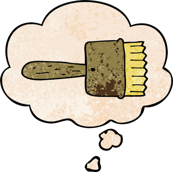 bir insan tarafından çizilmiş grunge desen tarzında düşünce baloncuklu karikatür fırçası.