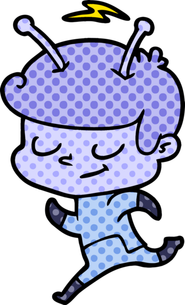 Bir insan tarafından çizilen dost canlısı çizgi film uzay adamı.