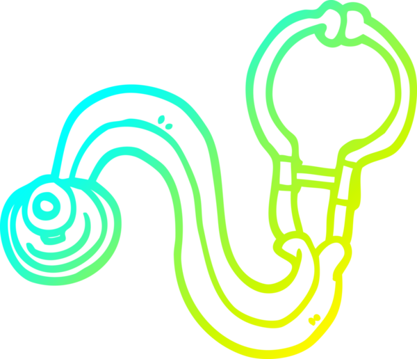 Bir insan tarafından çizilen steteskop karikatür doktorlarının soğuk gradyan çizimi