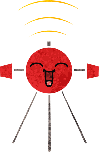 Bir insan tarafından çizilmiş bir uydunun retro çizim tarzı karikatürü