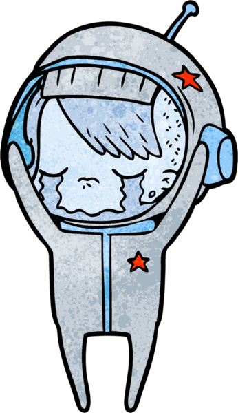 Bir insan tarafından çizilmiş ağlayan astronot kız.
