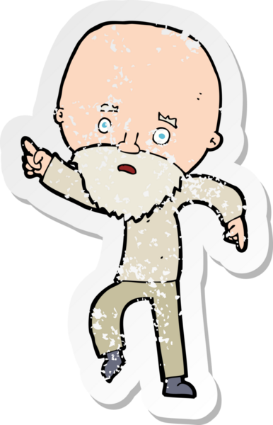 İnsan tarafından çizilmiş endişeli yaşlı bir adamın çizdiği bir çizgi filmin gerilimli çıkartması.