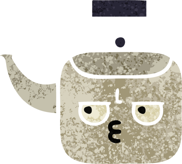 Bir insan tarafından çizilmiş bir çaydanlığın retro çizim tarzı karikatürü