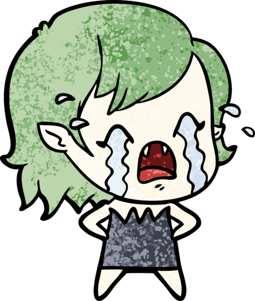 Bir insan tarafından çizilmiş ağlayan vampir kız çizgi filmi.