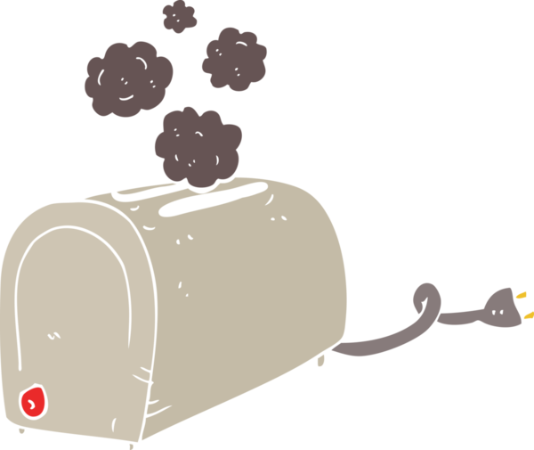 Bir insan tarafından çizilmiş tost makinesinin düz renk çizimi