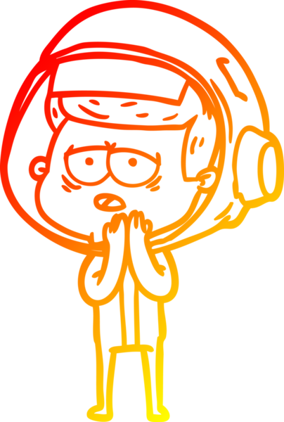 Bir insan tarafından çizilmiş, karikatür, yorgun astronot çizimi.