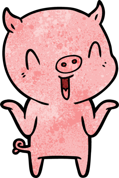 Bir insan tarafından çizilmiş mutlu çizgi film domuzu.