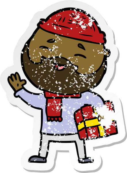 Bir insan tarafından çizilmiş mutlu sakallı bir adamın sıkıntılı çıkartması.