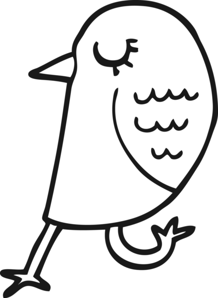 Bir insan tarafından çizilmiş çizgi film kuşu.