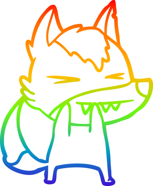 Bir insan tarafından çizilmiş kızgın bir kurt çizgi çizimi.