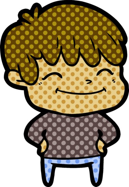 Bir insan tarafından çizilmiş mutlu çizgi film çocuğu.