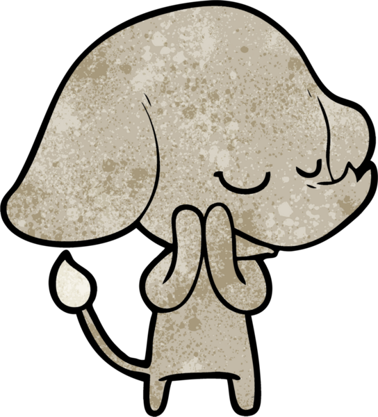 Bir insan tarafından çizilmiş gülümseyen bir fil.