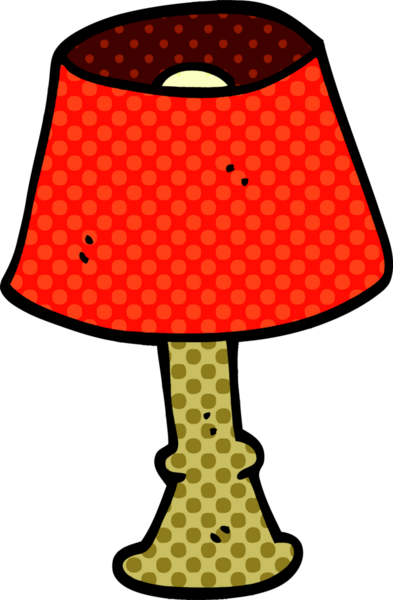 Bir insan tarafından çizilmiş karikatür evi lambası.