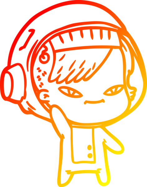 Bir insan tarafından çizilmiş bir astronot kadın çizgi çizimi.