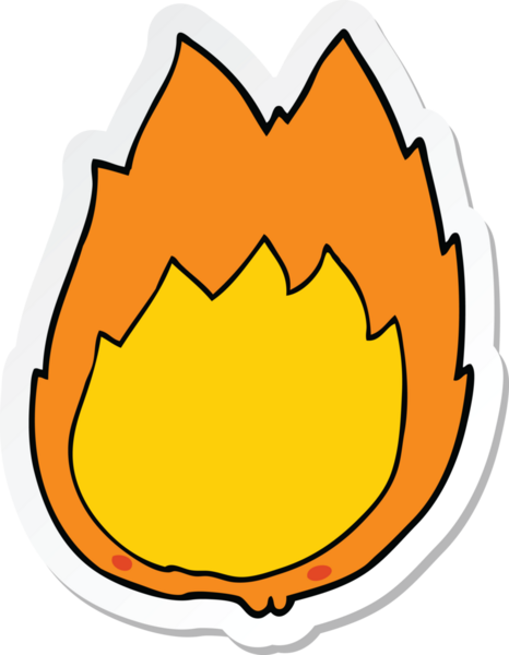 Bir insan tarafından çizilmiş bir çizgi film alevinin çıkartması.