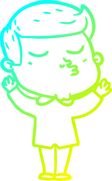 Çizgi film mankeni bir adamın insan tarafından çizilmiş soğuk gradyan çizimi.