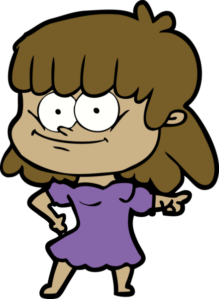 Bir insan tarafından çizilmiş gülümseyen bir kadın.