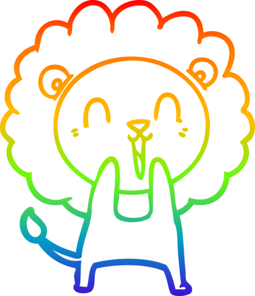 Bir insan tarafından çizilmiş gülen aslan çizgi çizimi.