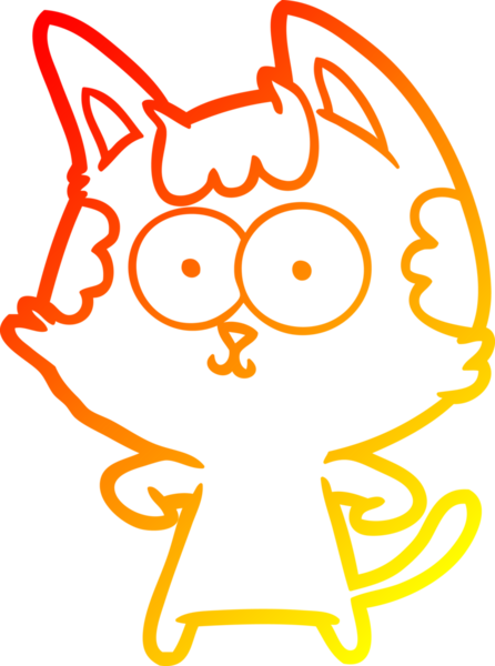 Bir insan tarafından çizilmiş mutlu çizgi film kedisinin sıcak çizgi çizgisi.
