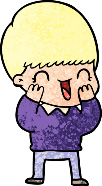 Bir insan tarafından çizilmiş mutlu çizgi film çocuğu.