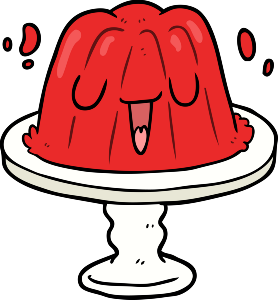 Bir insan tarafından çizilmiş tabakta sallanan karikatür jölesi