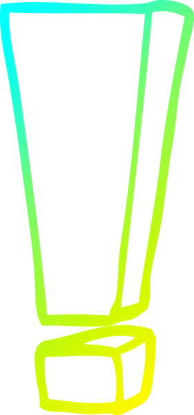 Bir insanın çizdiği karikatür ünlem işaretinin soğuk gradyan çizgisi.